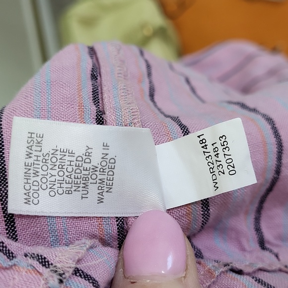 J.Jill Purple Shirt Dress Button Front Linen Stripe Rolled Sleeve Size M - Picture 10 of 14